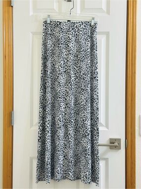 Halogen Black White Leopard Print Maxi Skirt Size Small Boho Midi Nordstrom Rack